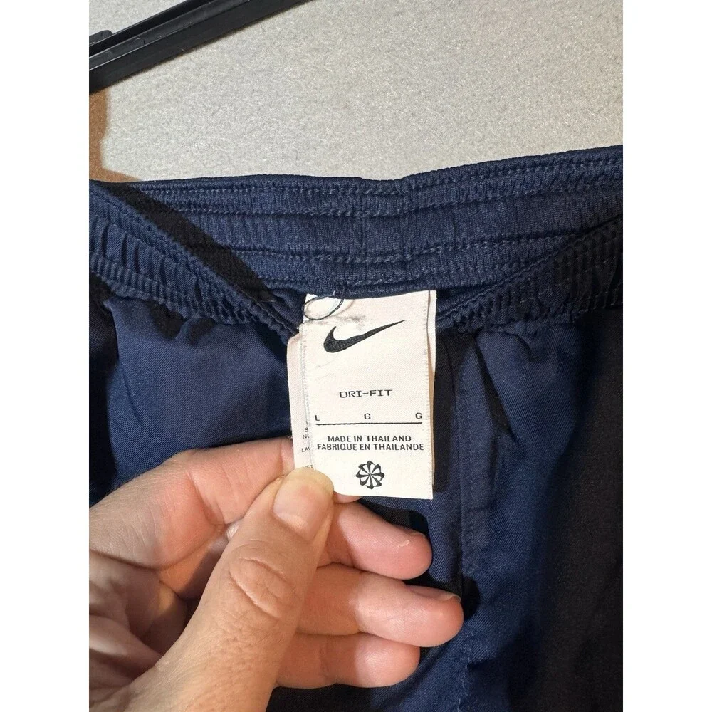 Nike Boys Blue With White Trim Athletic Shorts L Drawstring Elastic Waist Poly